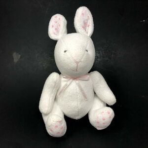 Carters White Bunny Plush Rabbit Beanie Jingle Floral Ears Lovey Just One Year